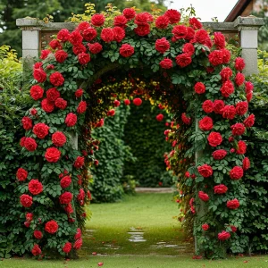 Роза плетистая Алый Триумф купить по цене от 319р. в интернет-магазине «Посадика» с доставкой почтой в в Протвиное и по всей России – [изображение №1].